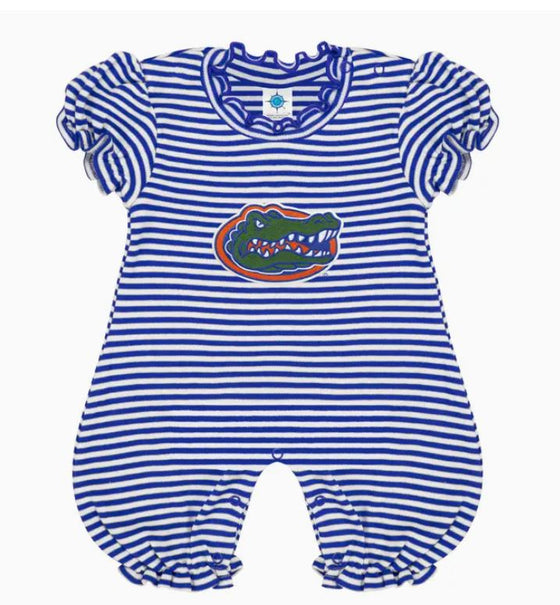 Florida Gators Blue Striped Infant Puff Sleeve Romper