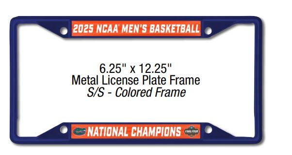 2025 Mens Basketball National Champ 6.25x12.25 Colored Metal License Plate Frame