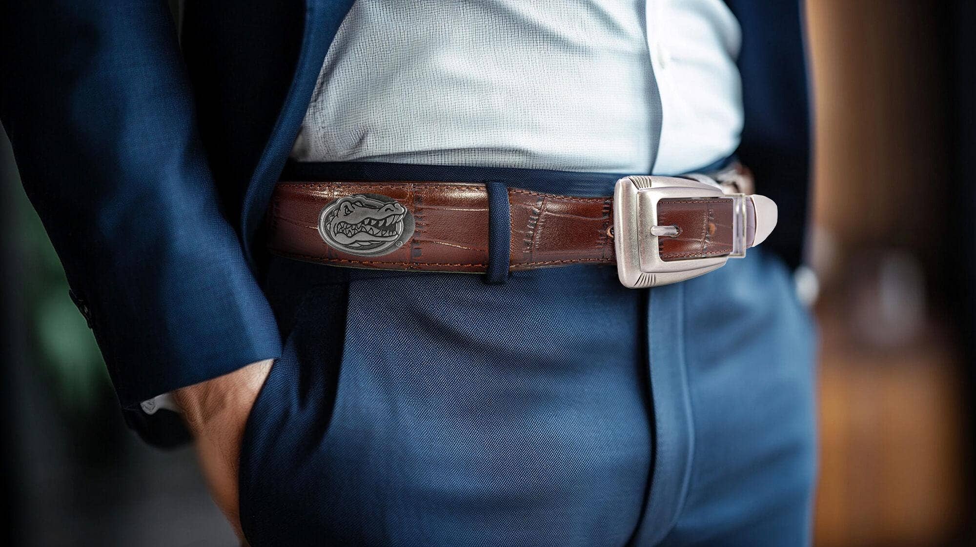 Florida Gators Men's Collegiate Croc Leather Belt.