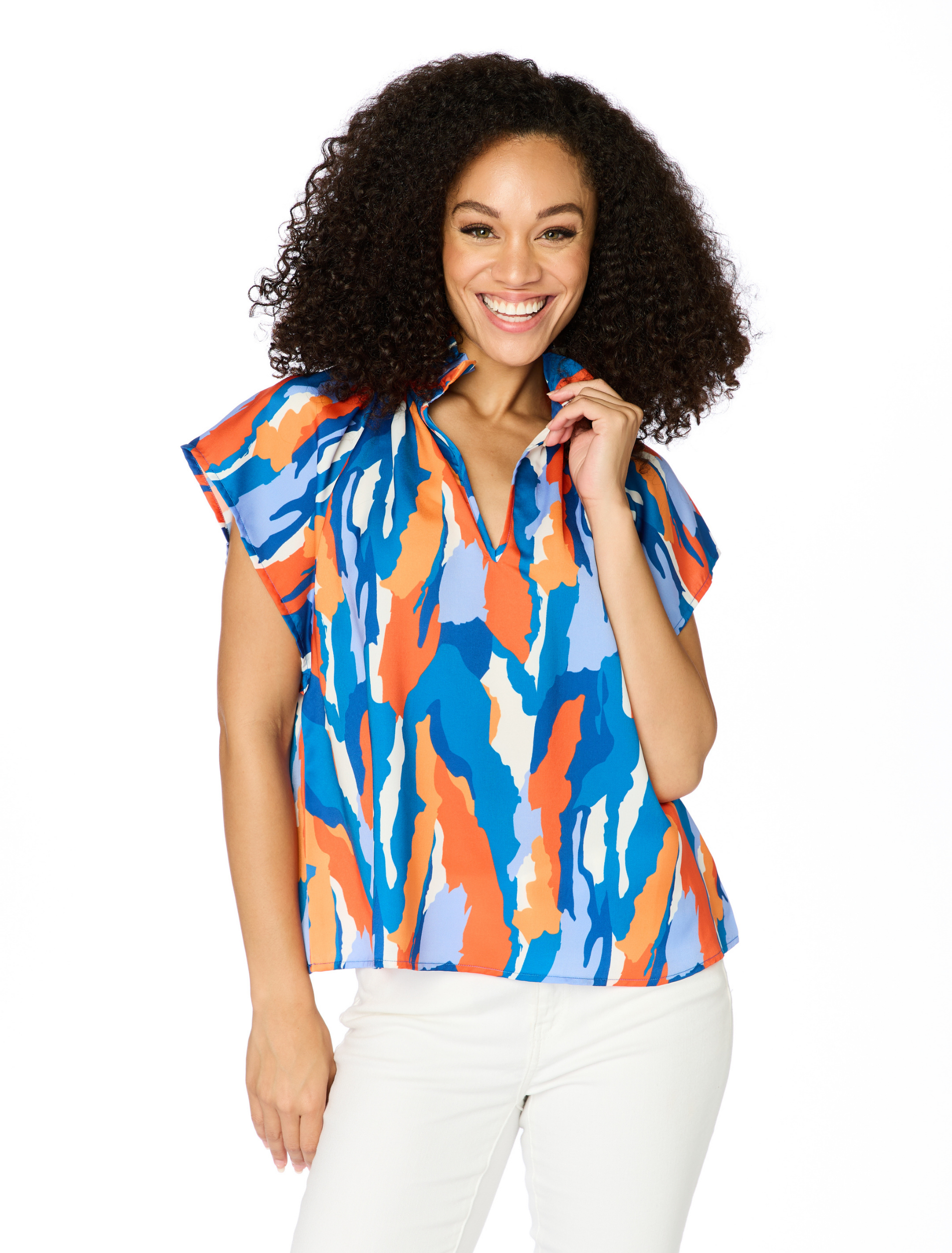 The Abstract Blouse | Blue + Orange