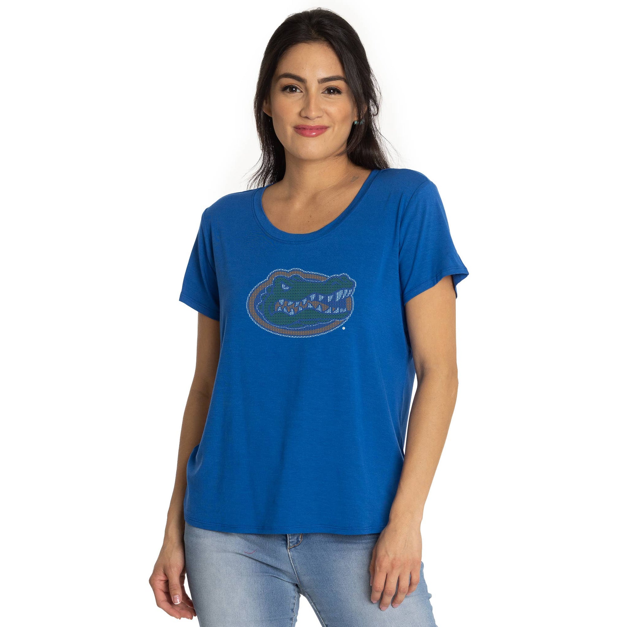 Florida Gators Rhinestone Scarlet Scoop Neck Tee