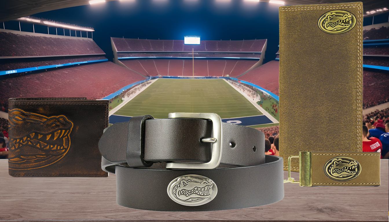 Florida Gators Men's Collegiate Brown Leather Concho Belt.