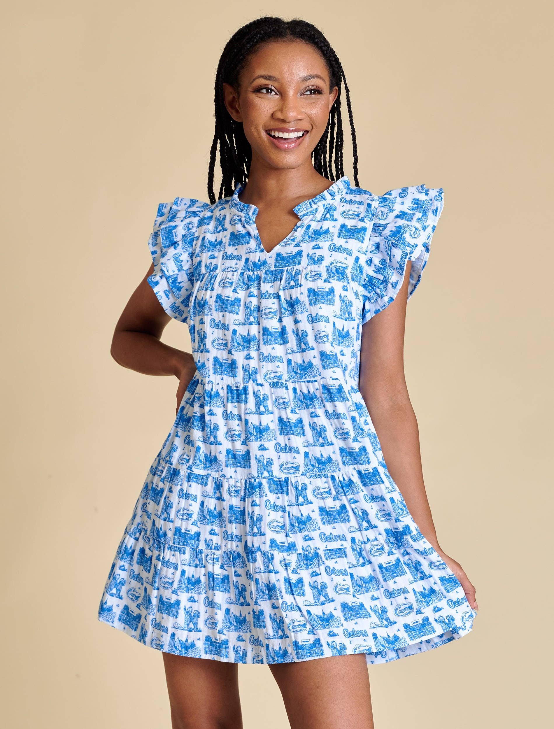 The Team Toile Flutter Sleeve Dress | Florida