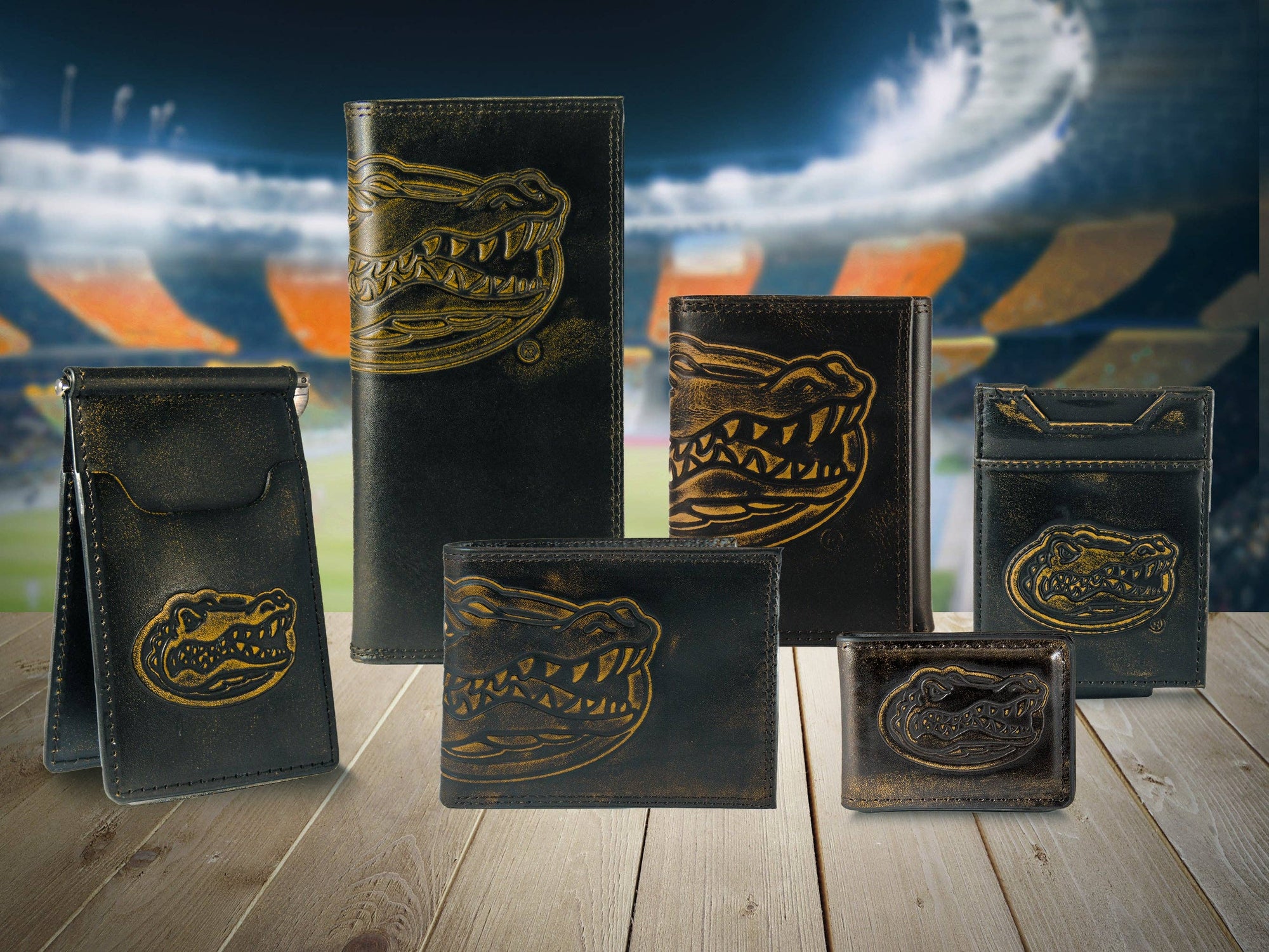 Florida Gators Burnished Leather Front Pocket Clip Wallet