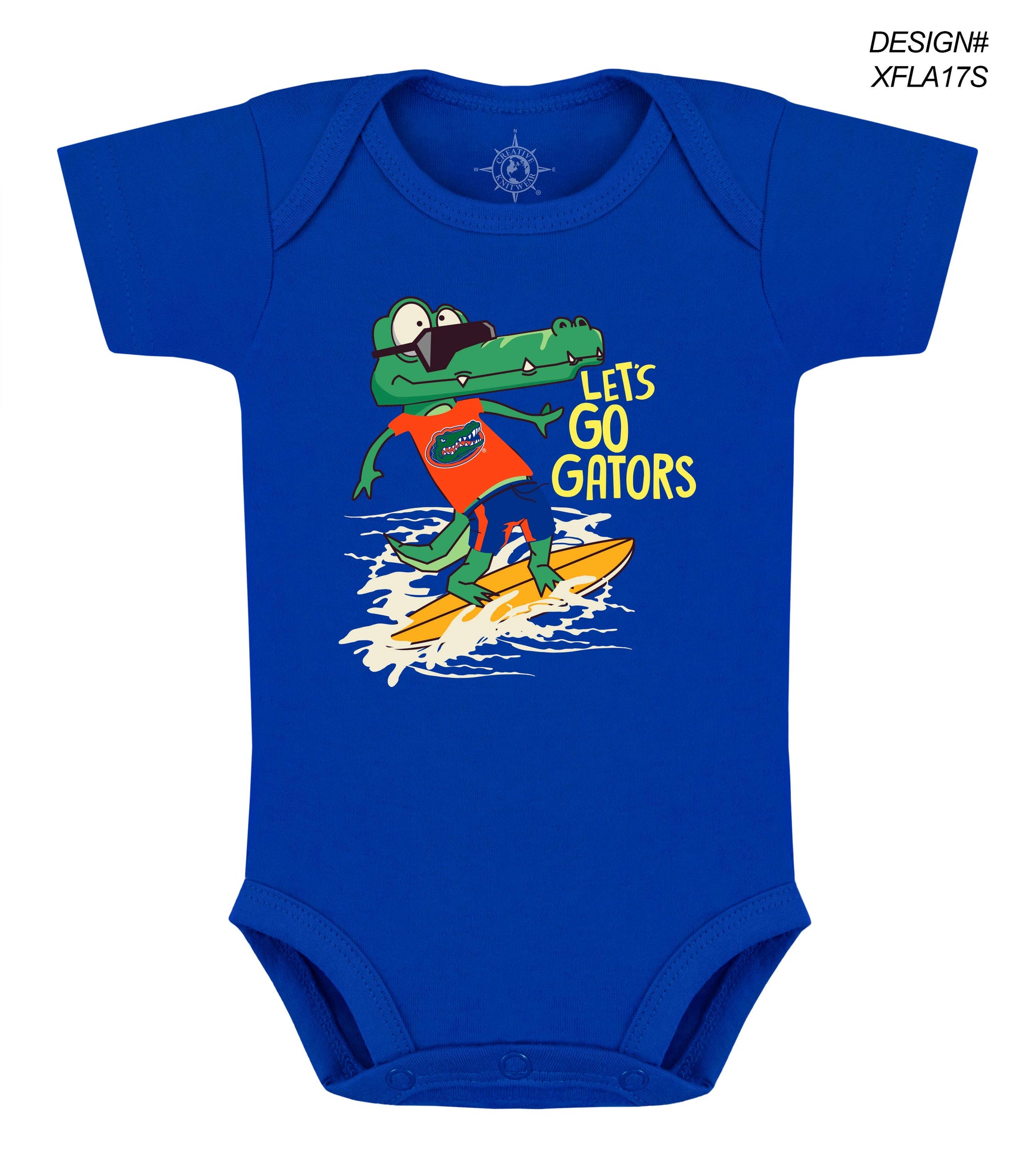 Florida Gators Infant Bodysuit: Screen-print : Royal / Florida + Gator / 6-9 Months