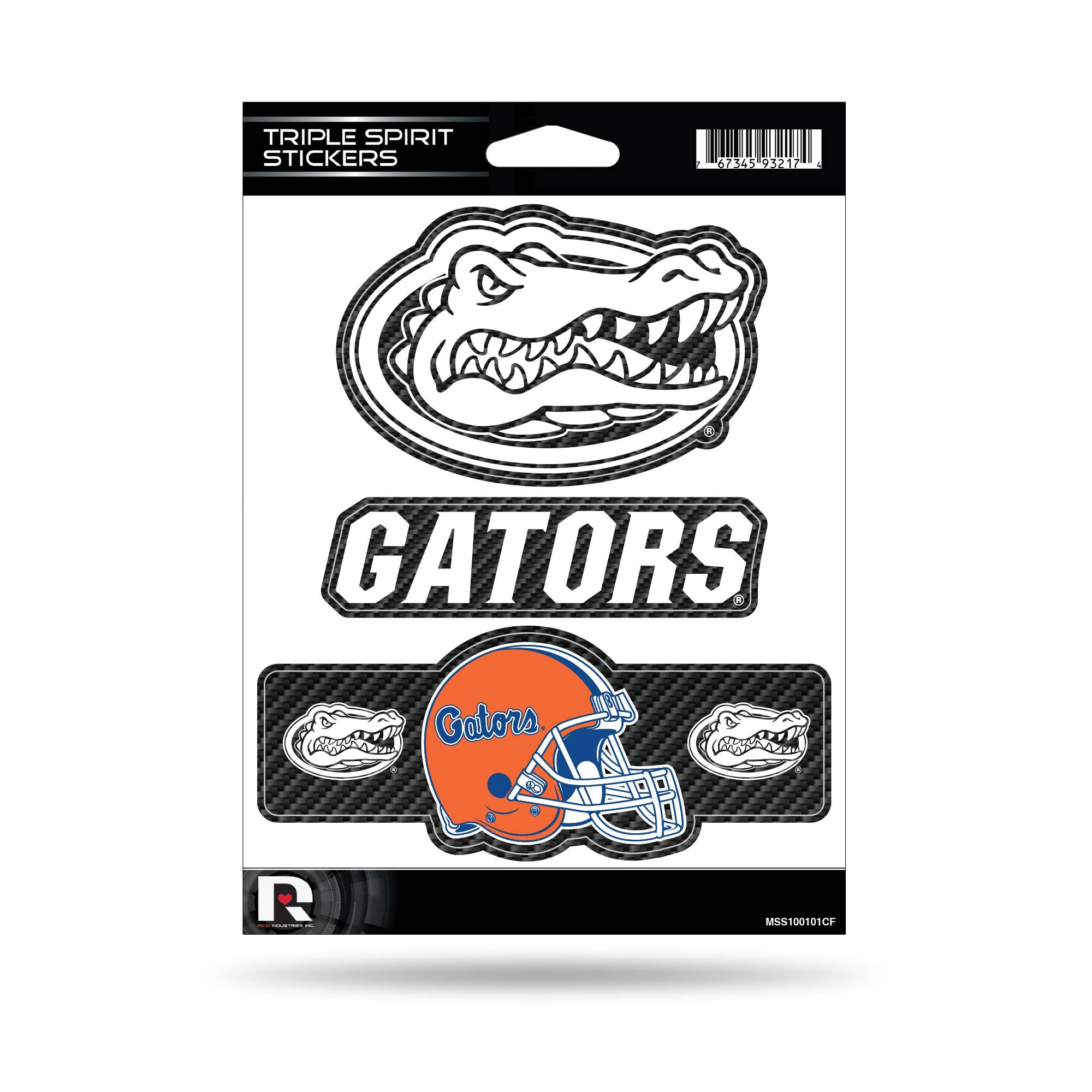 NCAA  Florida Gators Carbon Fiber Triple Spirit Stickers