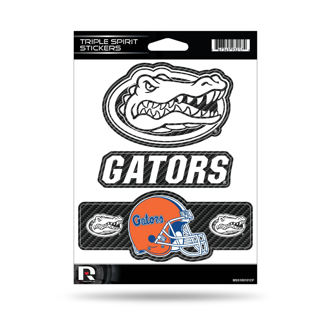 NCAA  Florida Gators Carbon Fiber Triple Spirit Stickers