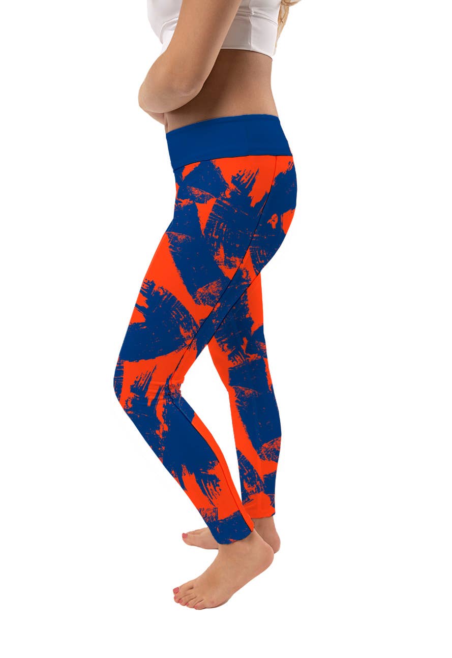 Florida Gators Blue Paint Brush Women Yoga Leggings: XL