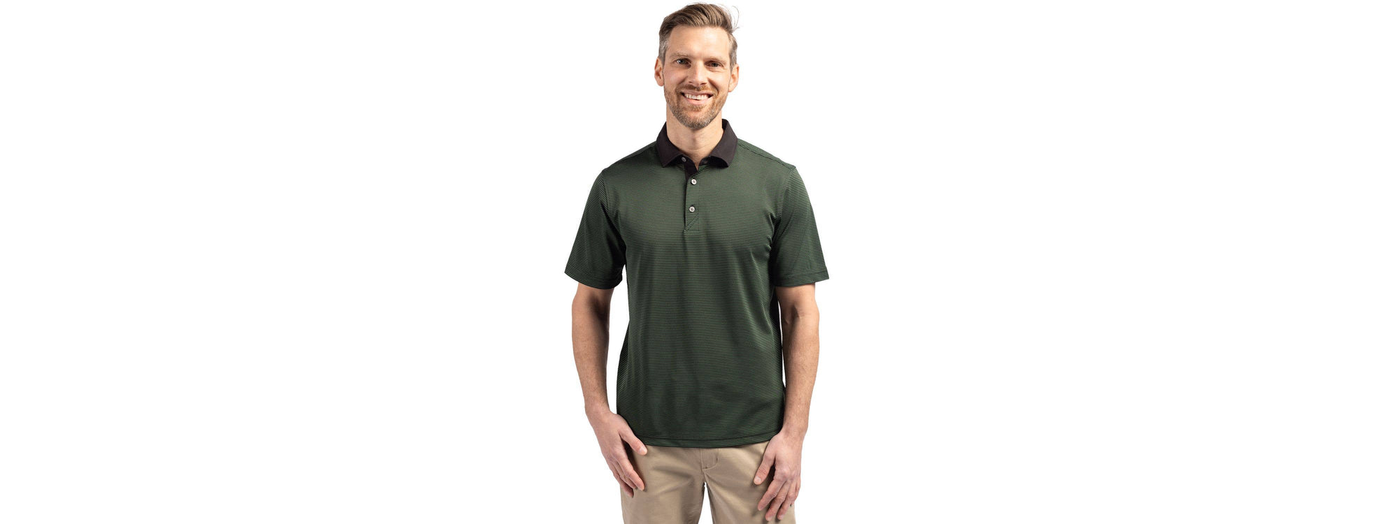 Cutter & Buck Virtue Eco Micro Stripe Recycled Mens Polo