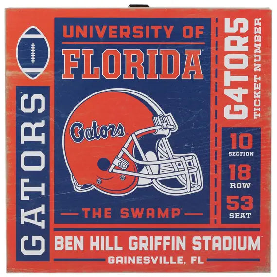 University of Florida Ticket Wood Wall Decor