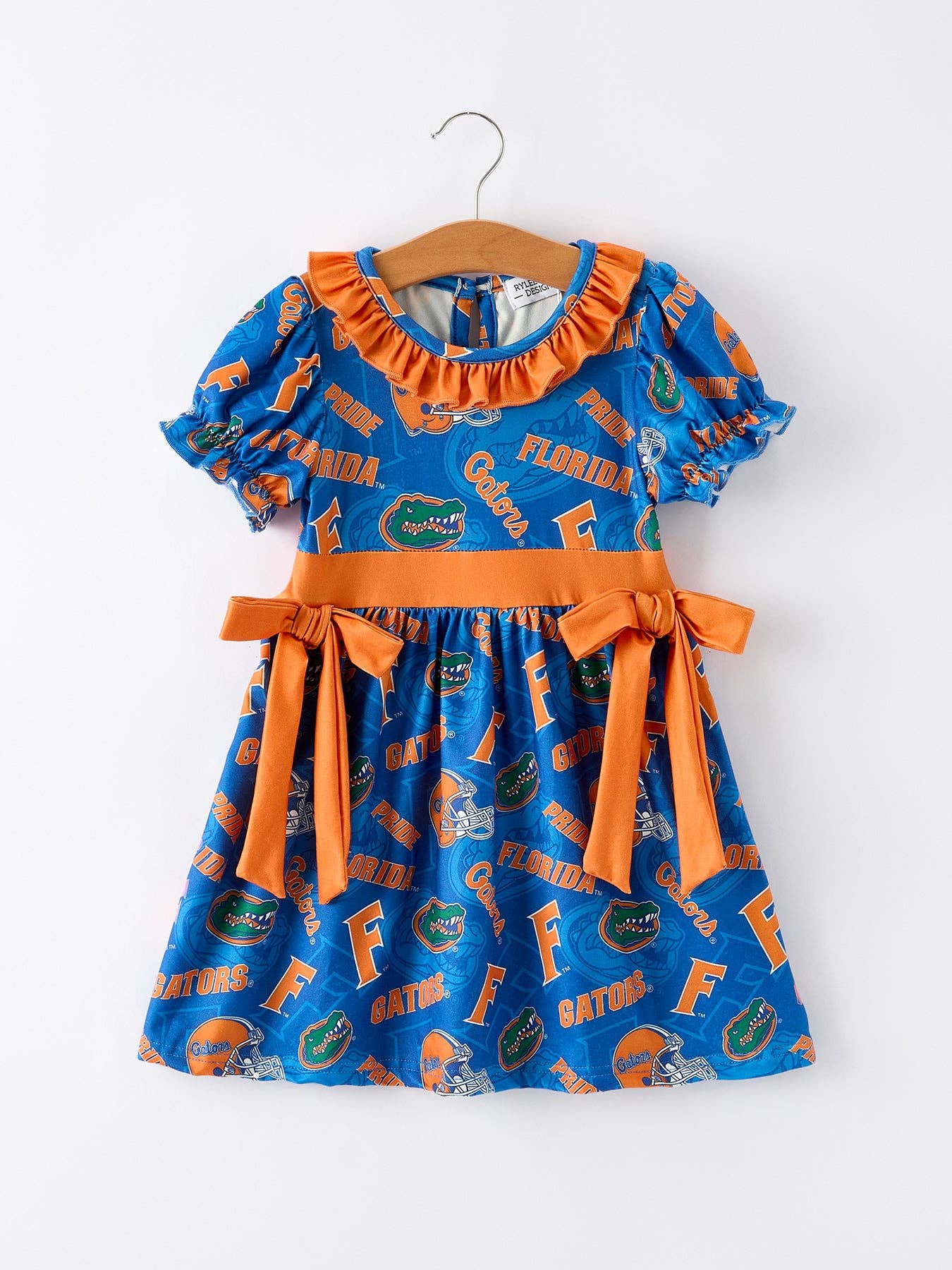 Blue and Orange Bow Sports Girls Dress