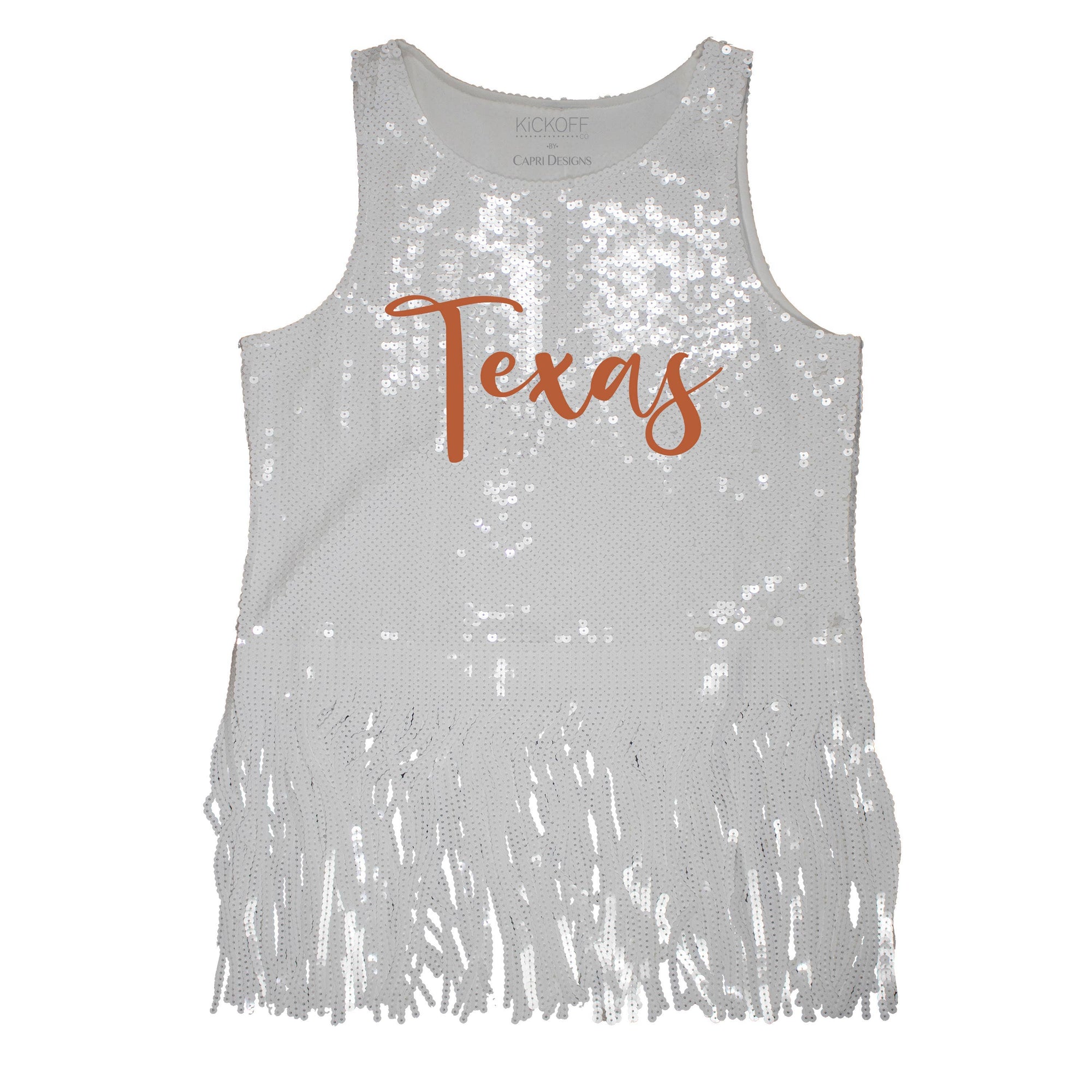 Sequin Script Fringe Tank - NCAA Licensed: University of Florida / XL