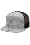 Camouflage Polyester Fabric 7 Panel Flat Bill Trucker Hat