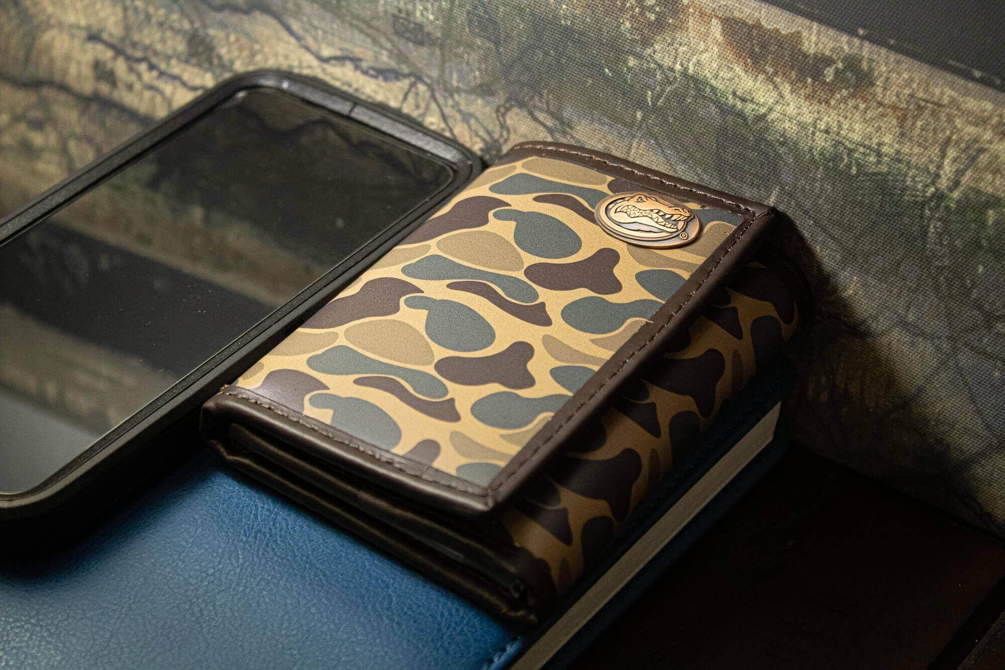 Florida Gators Men's Trifold Old School Camo Leather Wallet.