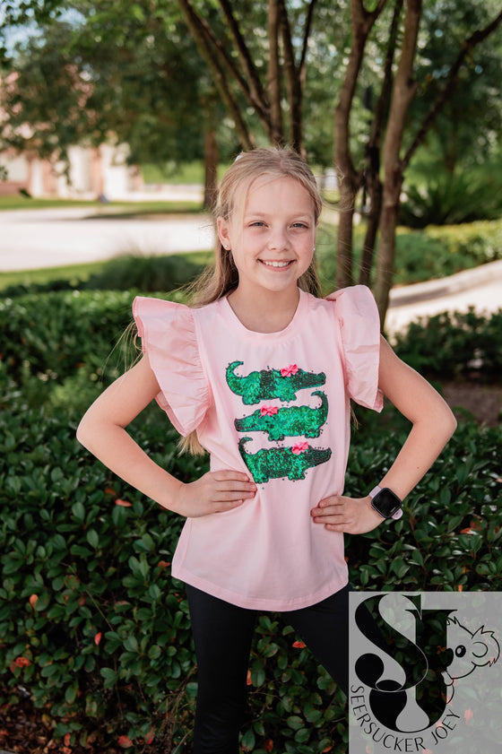 Preppy gator flutter top: 8