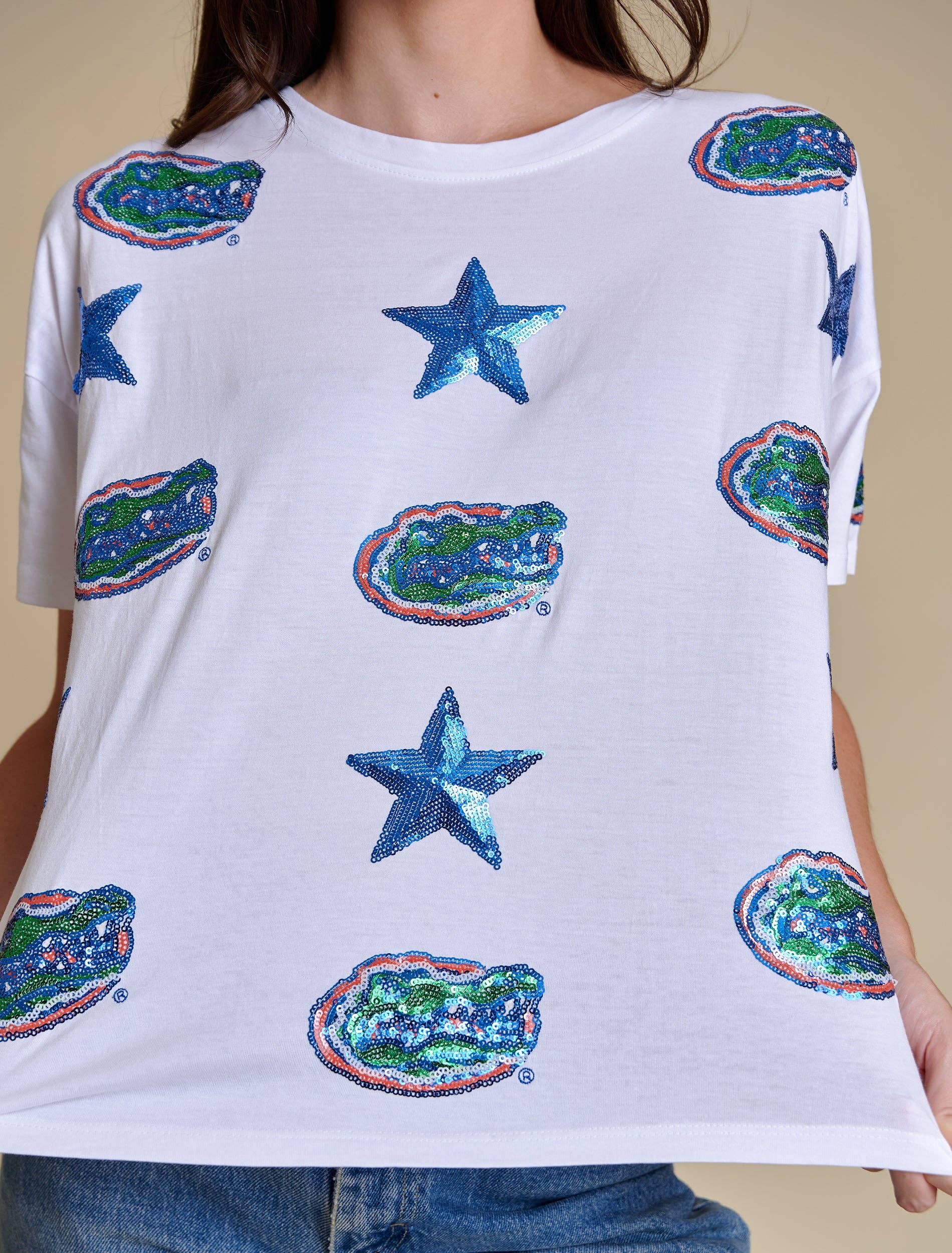 The All Over Sequin Boxy Tee | Florida