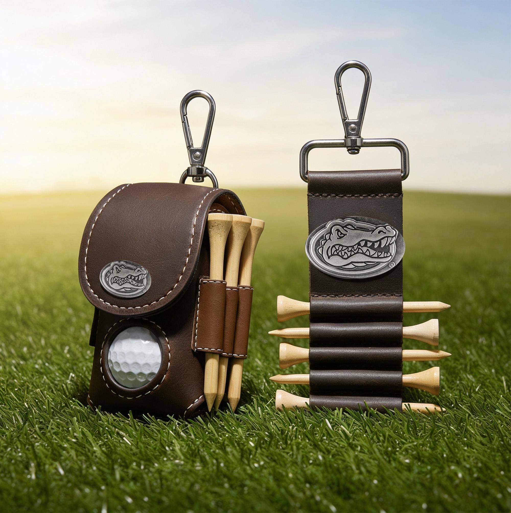 Florida Gators Leather Golf Ball and Tee Holder