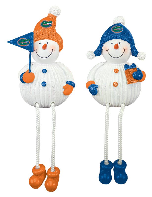 Florida Christmas Gators Resin Snowman Dangle Leg