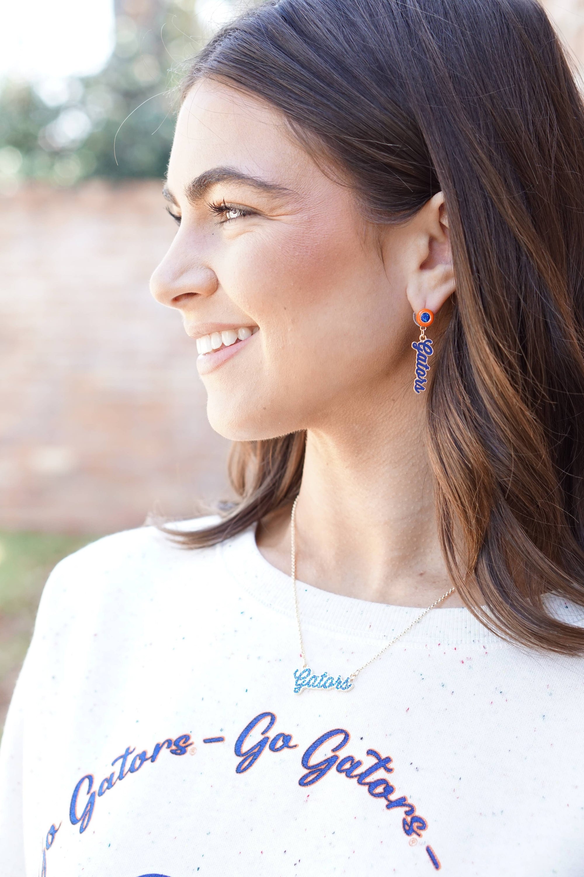 Florida Gators Autograph Enamel Earrings in Blue