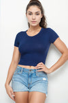 Short Sleeve Roundneck Crop Top: S / Royal