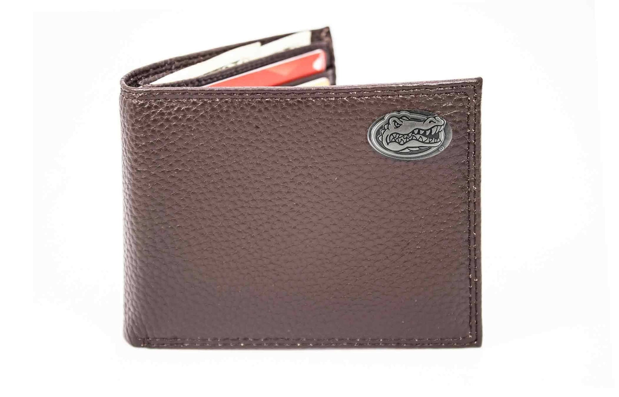 Florida Gators Pebble Grain Leather Wallet – Bifold, Trifold, Tall Roper & Slim Front Pocket – Black or Brown