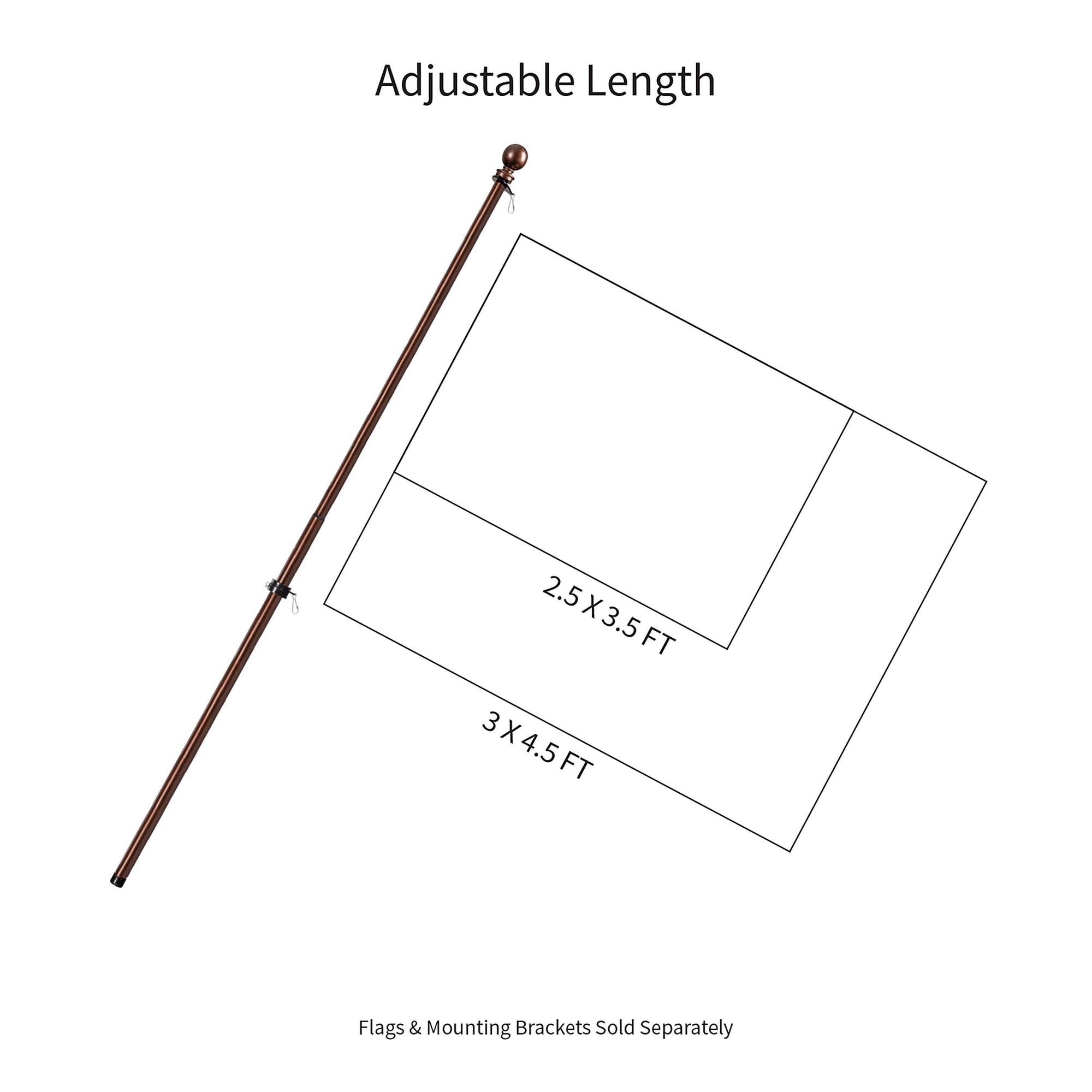 Extendable Metal House Flag Pole, Bronze