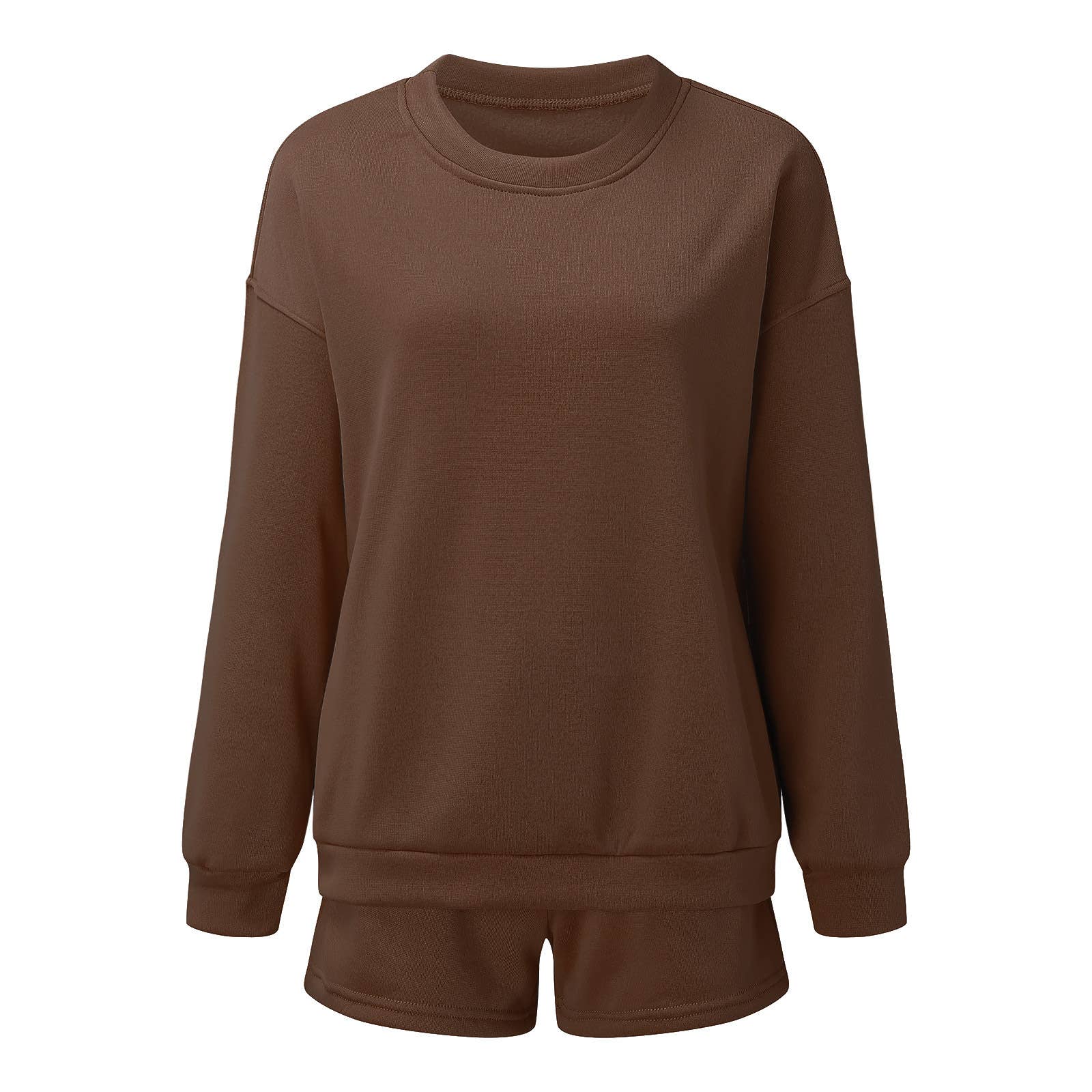 Loose Casual Crewneck Sweatshirt Shorts Set