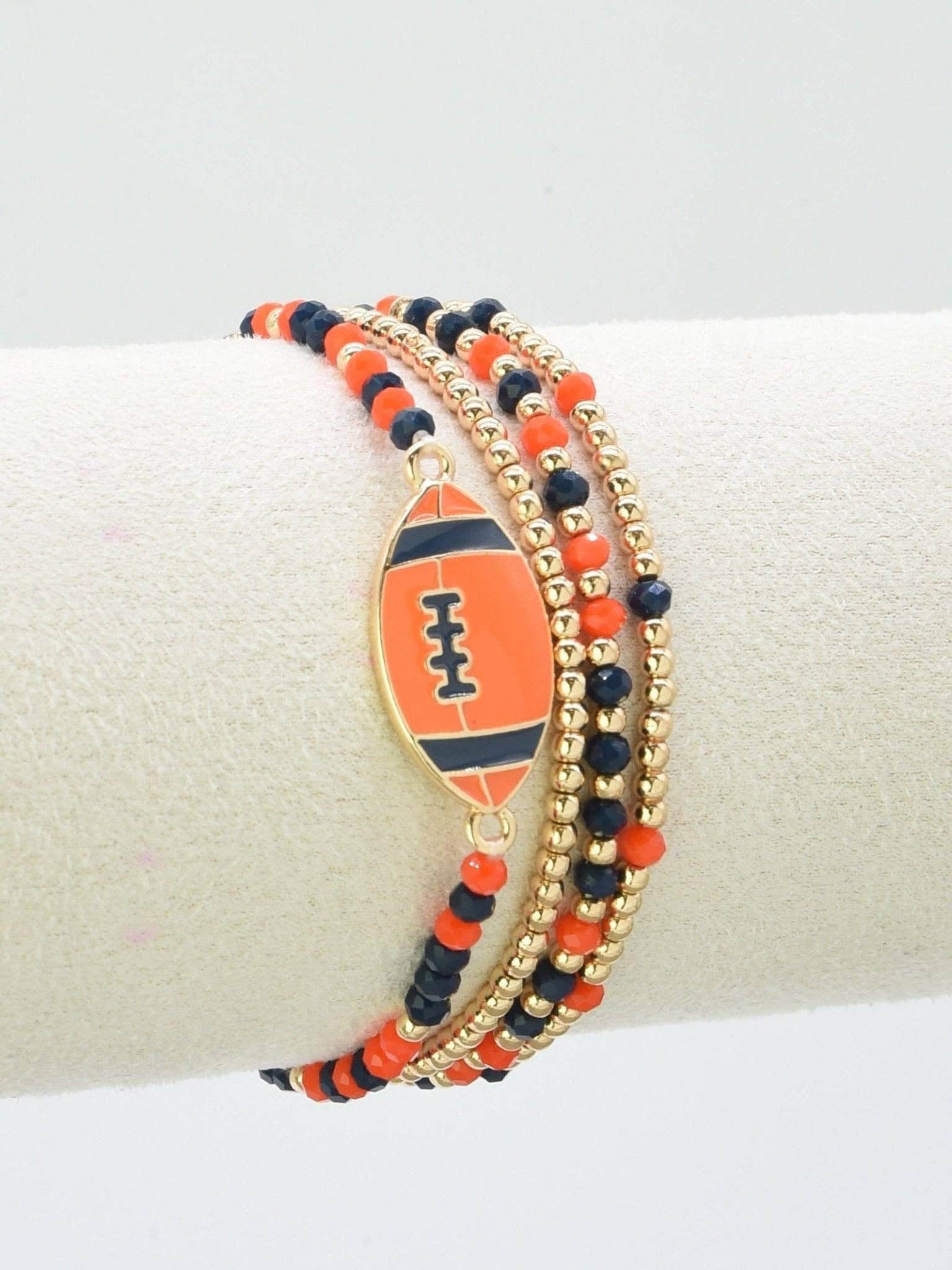 CB2299 Gameday Beaded Football Charm Bracelet Set