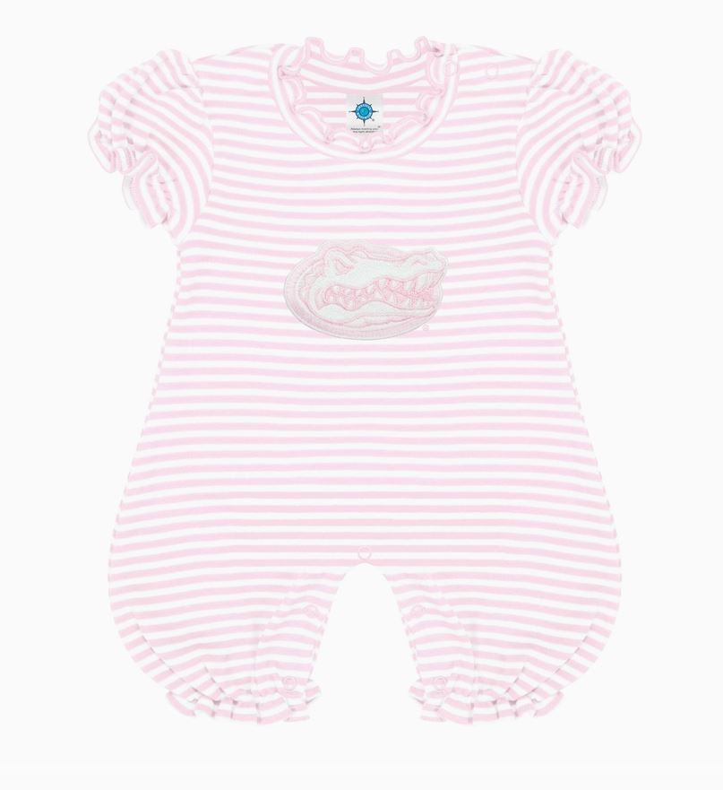 Florida Gators Pink Striped Infant Puff Sleeve Romper