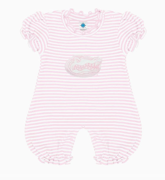Florida Gators Pink Striped Infant Puff Sleeve Romper