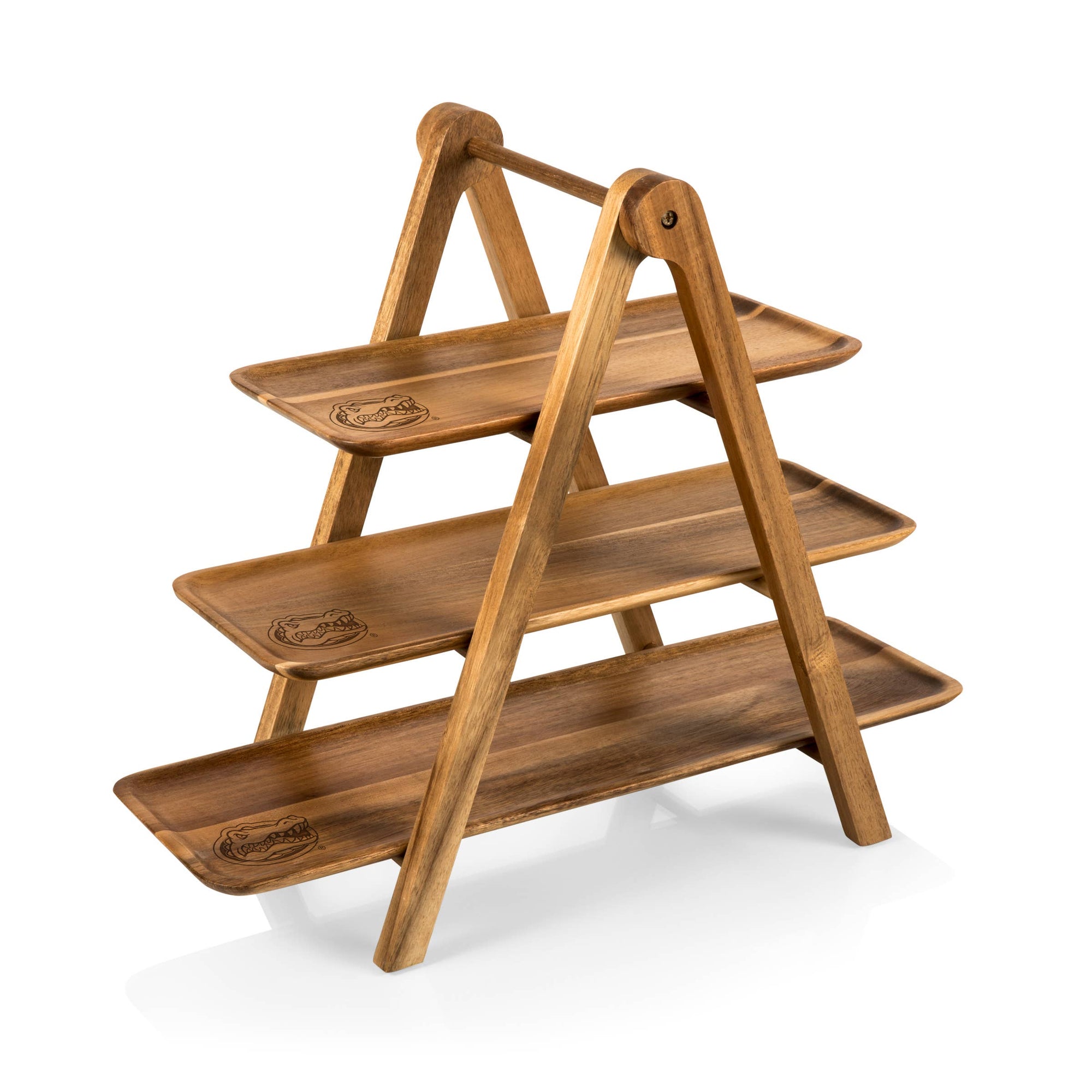 Florida Gators Serving Ladder - 3 Tiered: Acacia Wood / Florida Gators