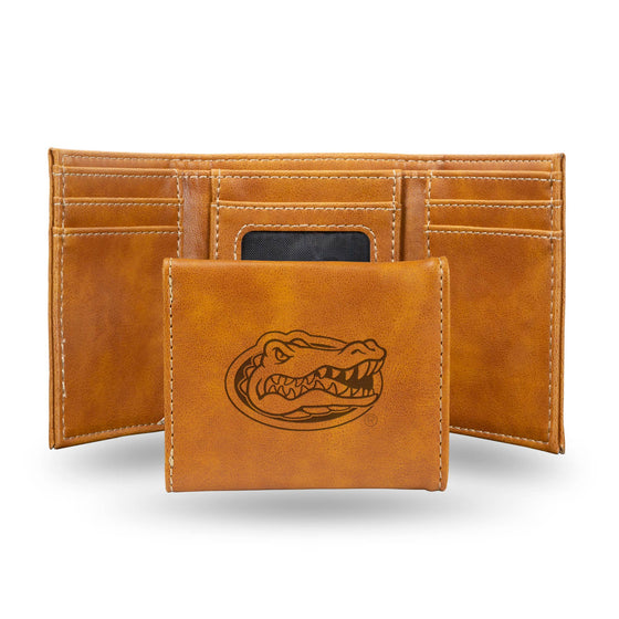 Florida Gators Laser Engraved Trifold Wallet, Brown