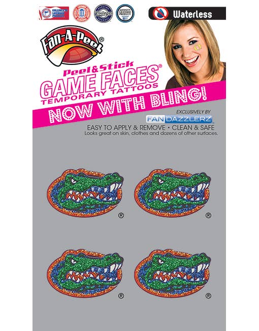 Florida Gators Gator Head Glitter Temporary Tattoos