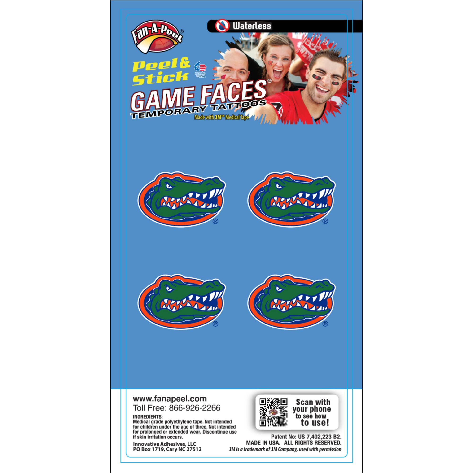 Florida Gators Waterless Game Faces Temporary Tattoos