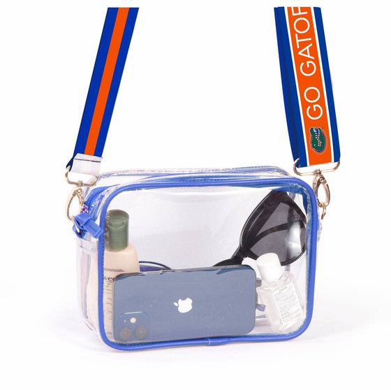 Bridget Clear Purse with Reversible Patterned Shoulder Straps - Florida