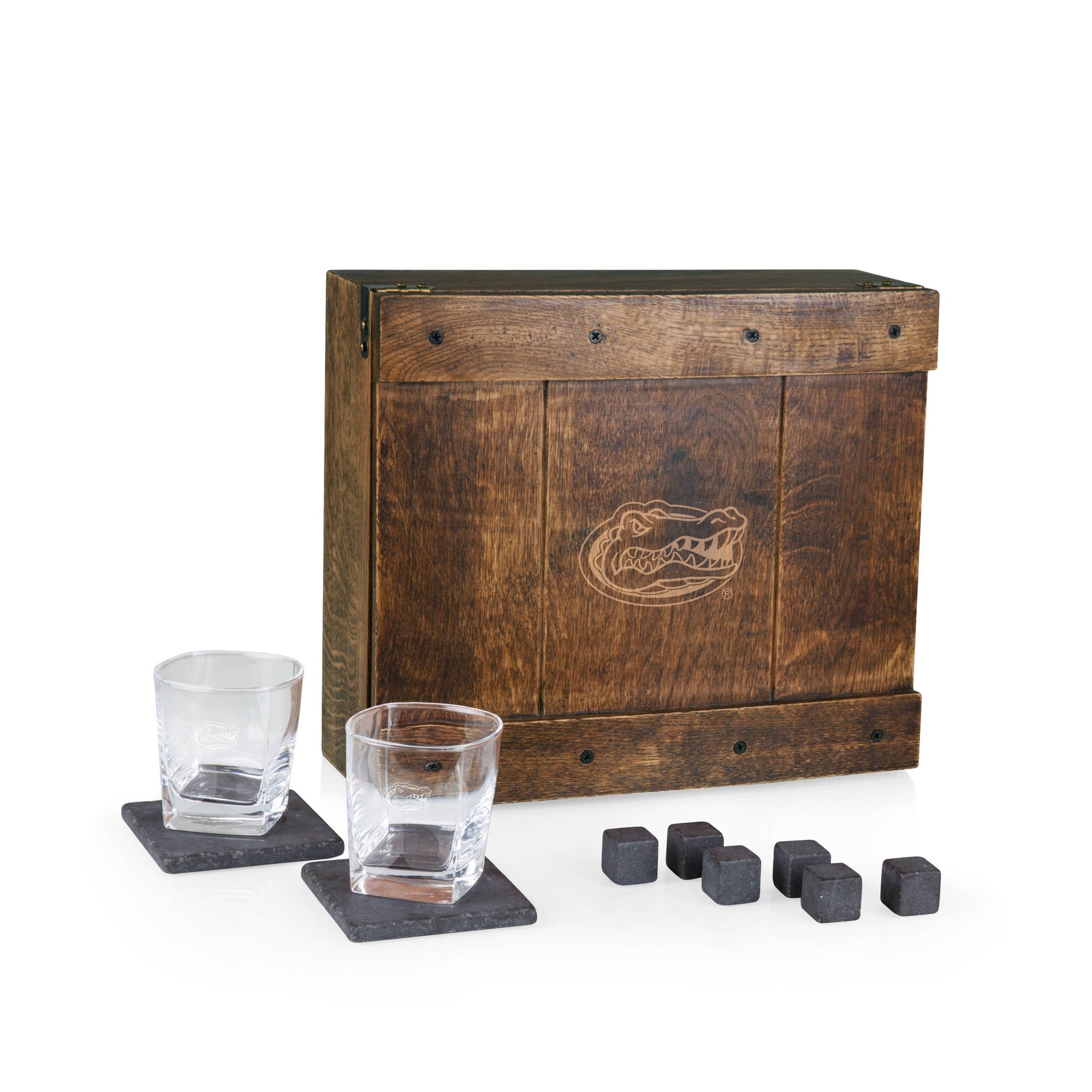 Florida Gators Whiskey Box Gift Set: Oak Wood