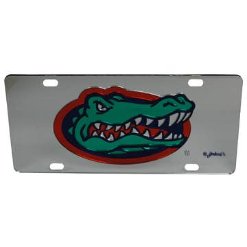 Jenkins Enterprises - Florida Gators Car Tag Mirrored Gatorhead Silver