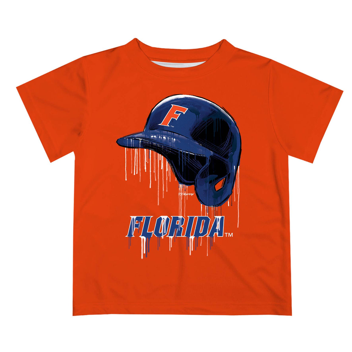 Florida Gators Original Dripping Baseball Helmet T-Shirt: 2 / Orange