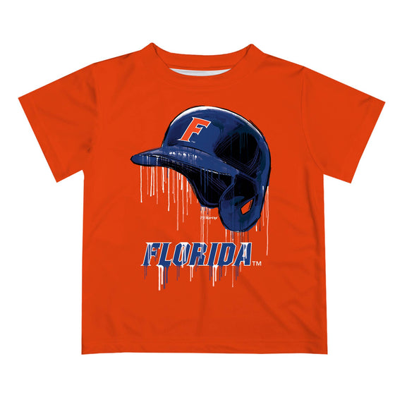 Florida Gators Original Dripping Baseball Helmet T-Shirt: 3 / Orange