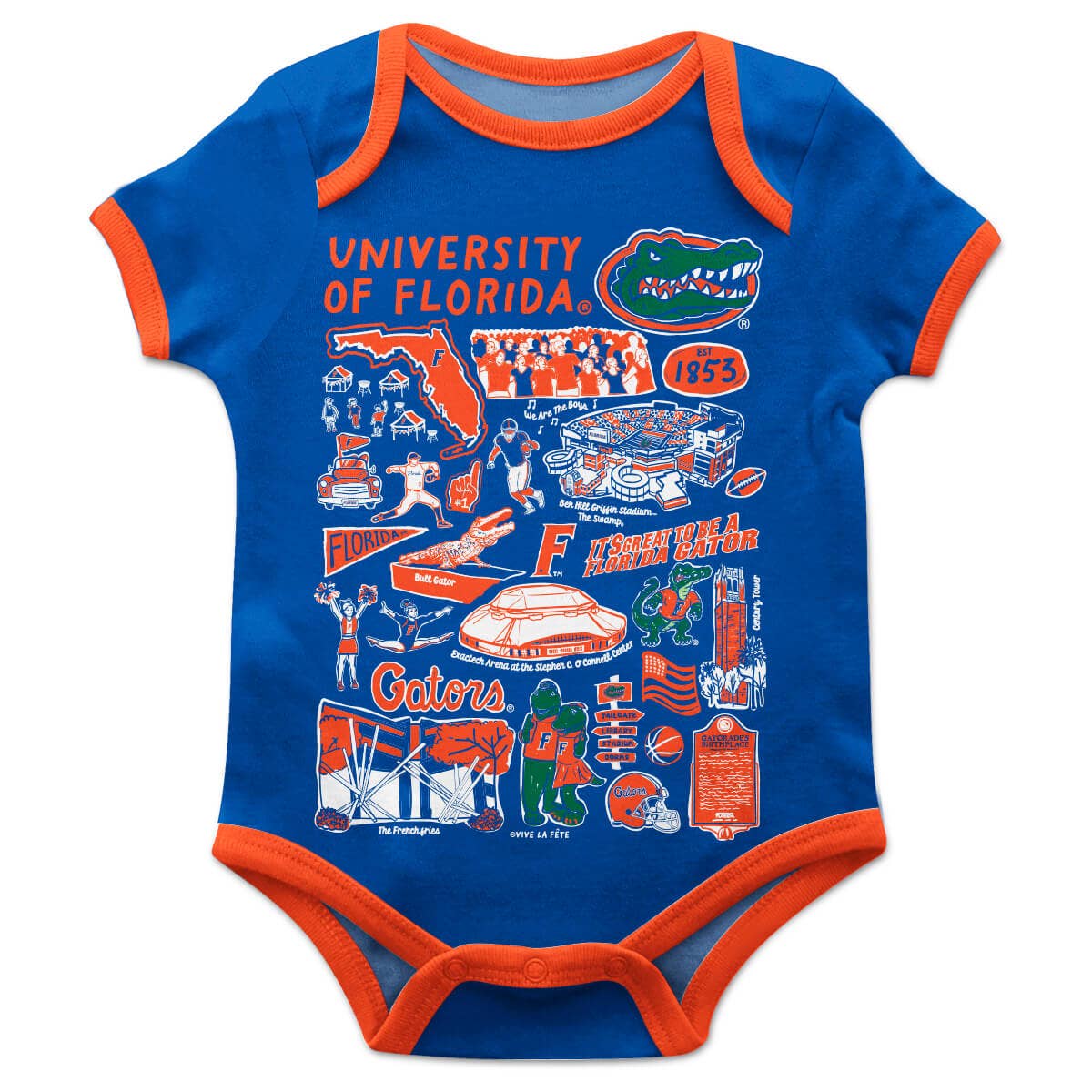 Florida Gators Hand Sketched Impressions Bodysuit: 24M / Blue