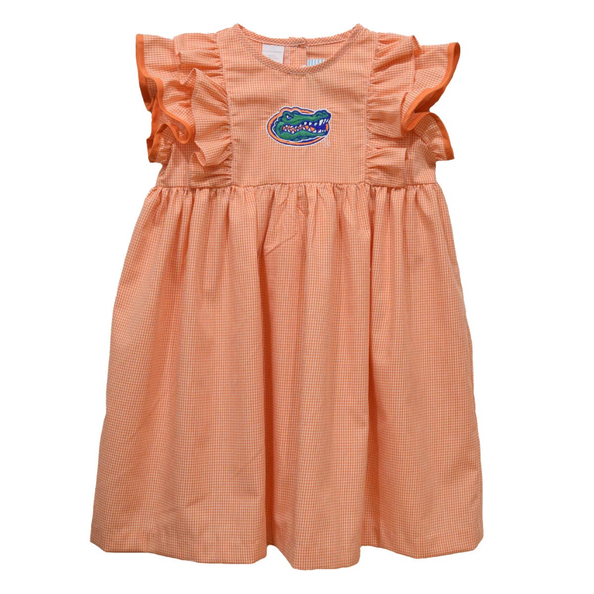 Florida Gators Embroidered Orange Gingham Ruffle Dress