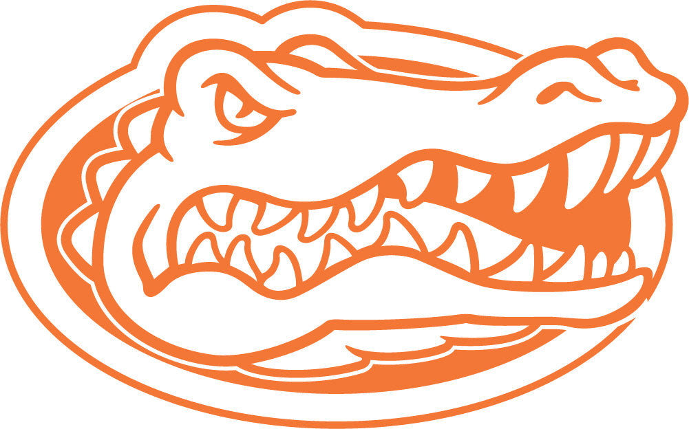 Florida Gators Gator Head Outline Vinyl Decal (Orange)