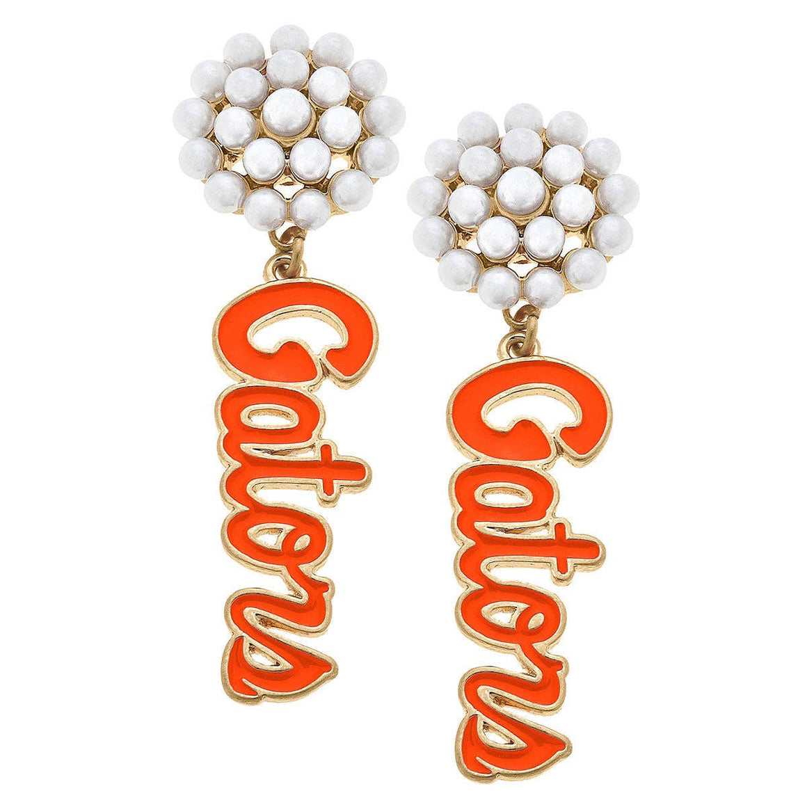 Florida Gators Pearl Cluster Enamel Drop Earrings in Orange