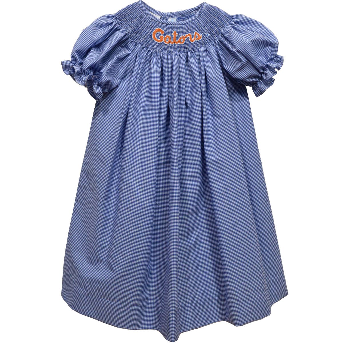 Florida Gators Smocked Royal Gingham Short Sleeve Bishop