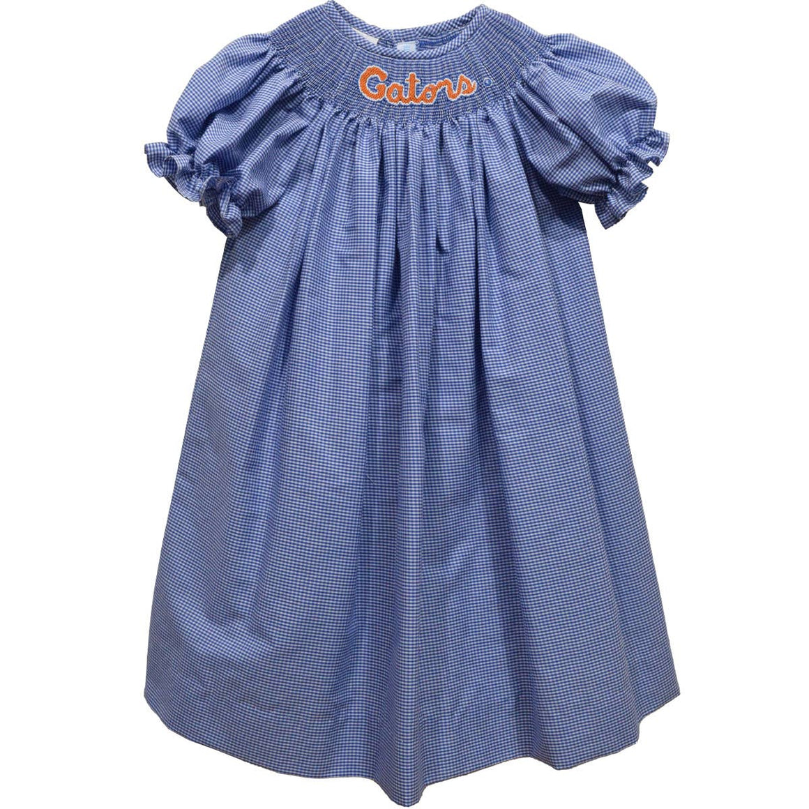 Florida Gators Smocked Royal Gingham Short Sleeve Bishop