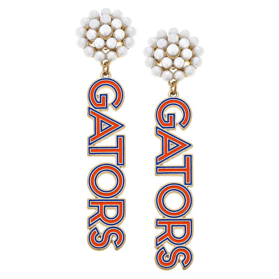 Florida Gators Pearl Cluster Outline Enamel Drop Earrings in