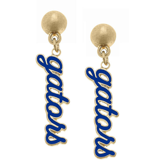 Florida Gators Enamel Script Earrings in Blue