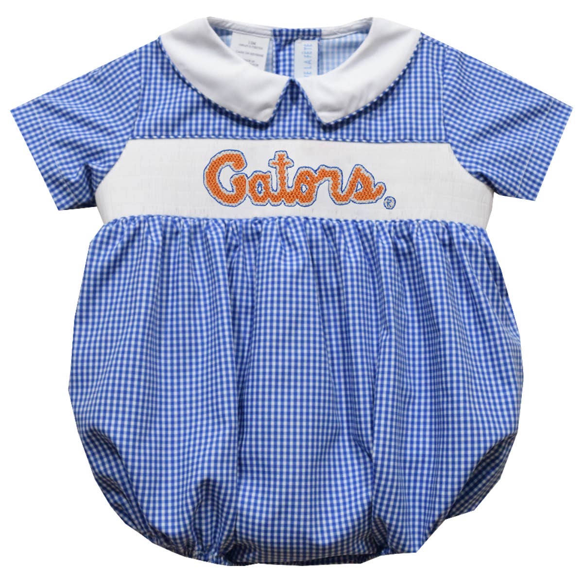 Florida Gators Smocked Blue Gingham Short Sleeve Boys Bubble